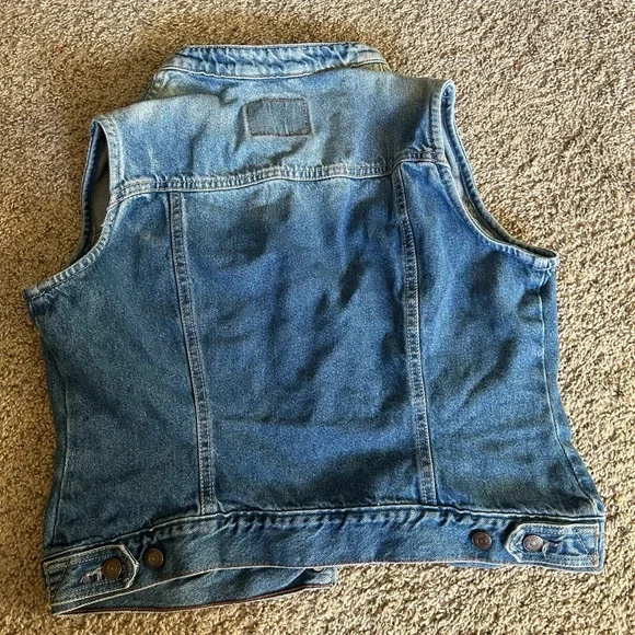 Vintage Levi Strauss Signature Blue Denim Vest Women's Size Medium Button Up - Picture 4 of 6